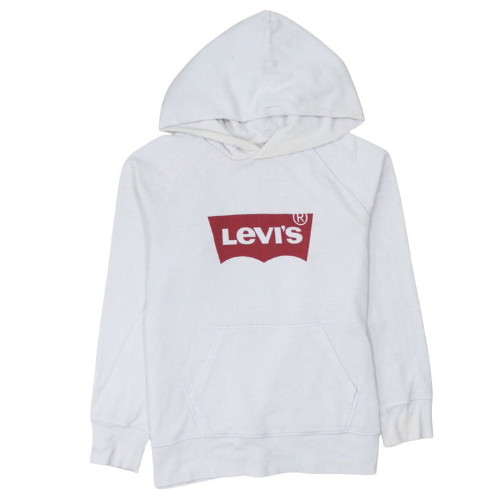 Levi's Mens White Pullover Hoodie M Classic Logo Fleece