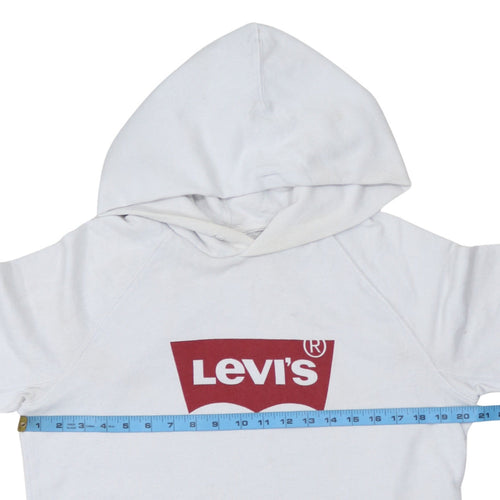 Levi's Mens White Pullover Hoodie M Classic Logo Fleece