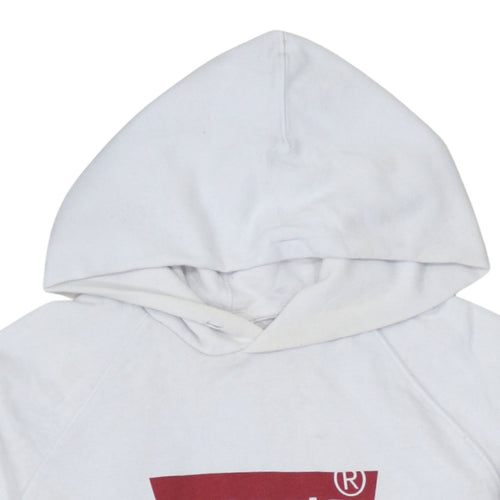 Levi's Mens White Pullover Hoodie M Classic Logo Fleece