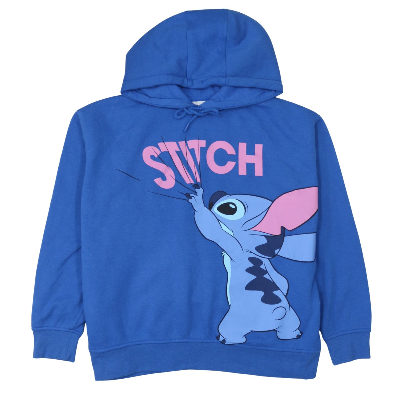 Disney Womens Blue Stitch Hoodie Size L Pullover Graphic Print