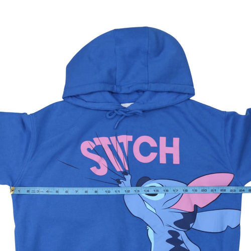 Disney Womens Blue Stitch Hoodie Size L Pullover Graphic Print