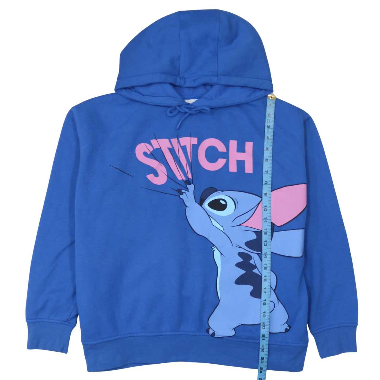 Disney Womens Blue Stitch Hoodie Size L Pullover Graphic Print