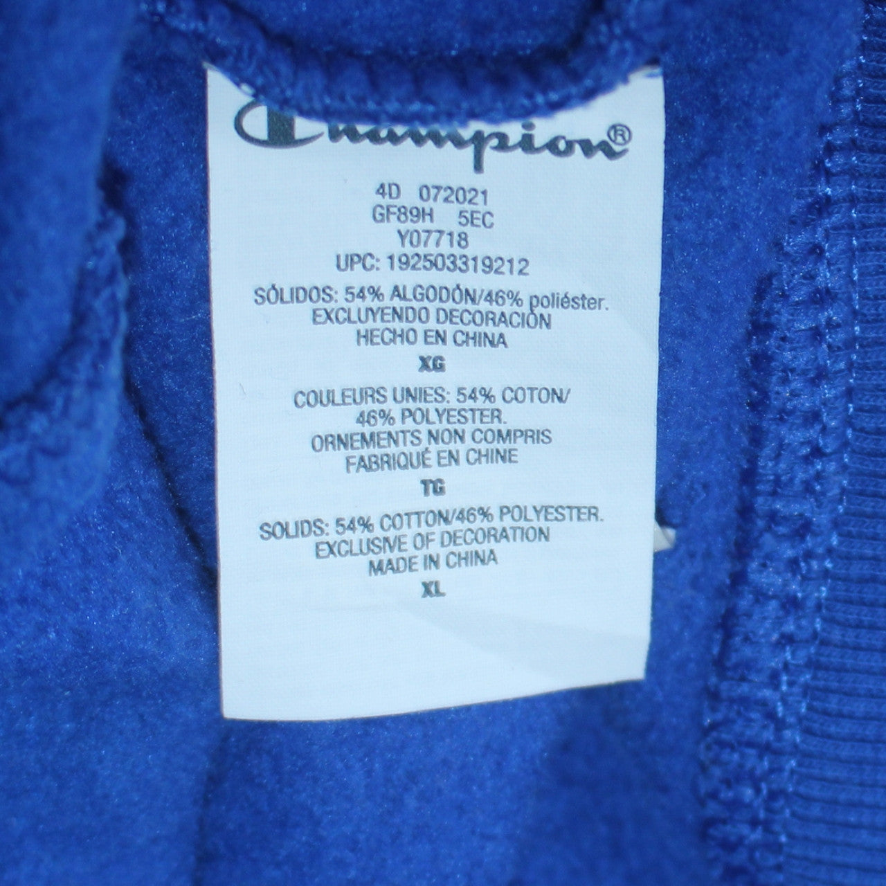 Champion Men's Blue XL Pullover Hoodie Fleece Logo Sweatshirt