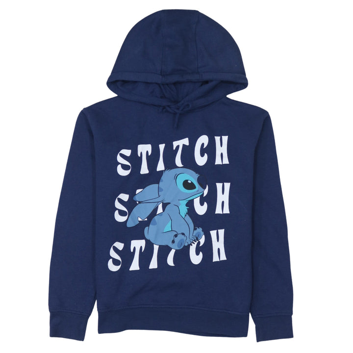 Disney Women Blue Stitch Pullover Hoodie 2XS Cotton Blend