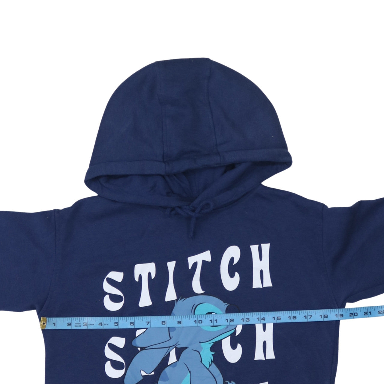 Disney Women Blue Stitch Pullover Hoodie 2XS Cotton Blend
