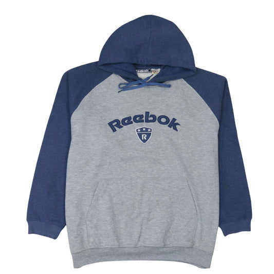 Reebok Men's Grey & Blue Pullover Hoodie Size L Sports Fleece