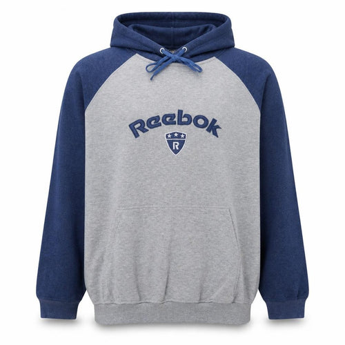 Reebok Men's Grey & Blue Pullover Hoodie Size L Sports Fleece