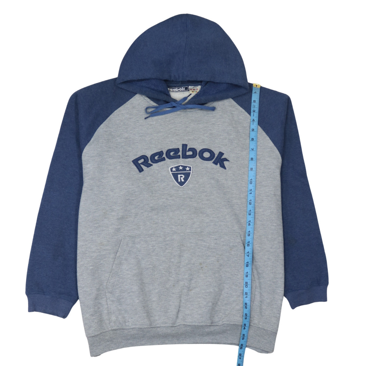 Reebok Men's Grey & Blue Pullover Hoodie Size L Sports Fleece