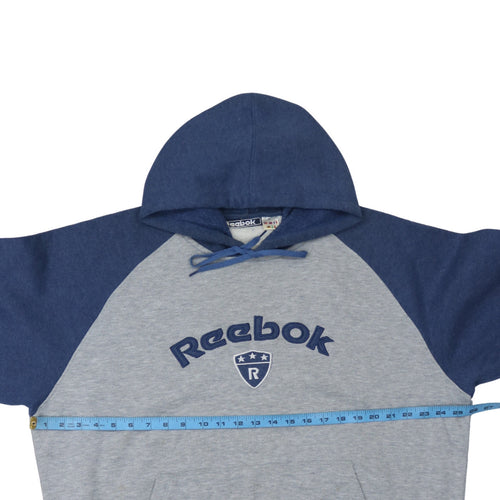 Reebok Men's Grey & Blue Pullover Hoodie Size L Sports Fleece