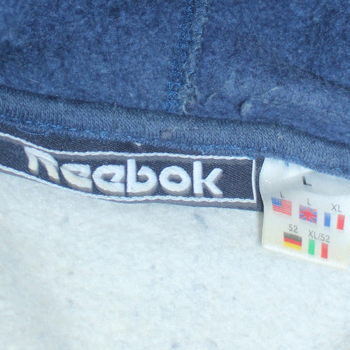 Reebok Men's Grey & Blue Pullover Hoodie Size L Sports Fleece