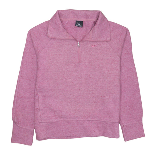 Nike Womens Pink 1/4 Zip Pullover Sweatshirt M Cotton Blend