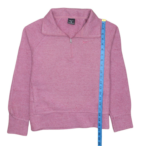 Nike Womens Pink 1/4 Zip Pullover Sweatshirt M Cotton Blend