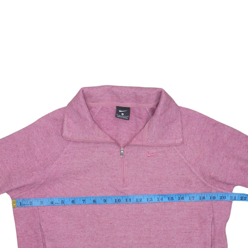 Nike Womens Pink 1/4 Zip Pullover Sweatshirt M Cotton Blend