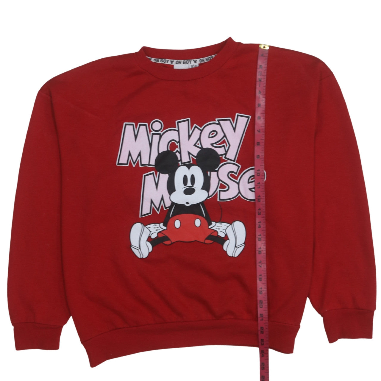 Disney Women Red Mickey Mouse Graphic Pullover Sweatshirt L