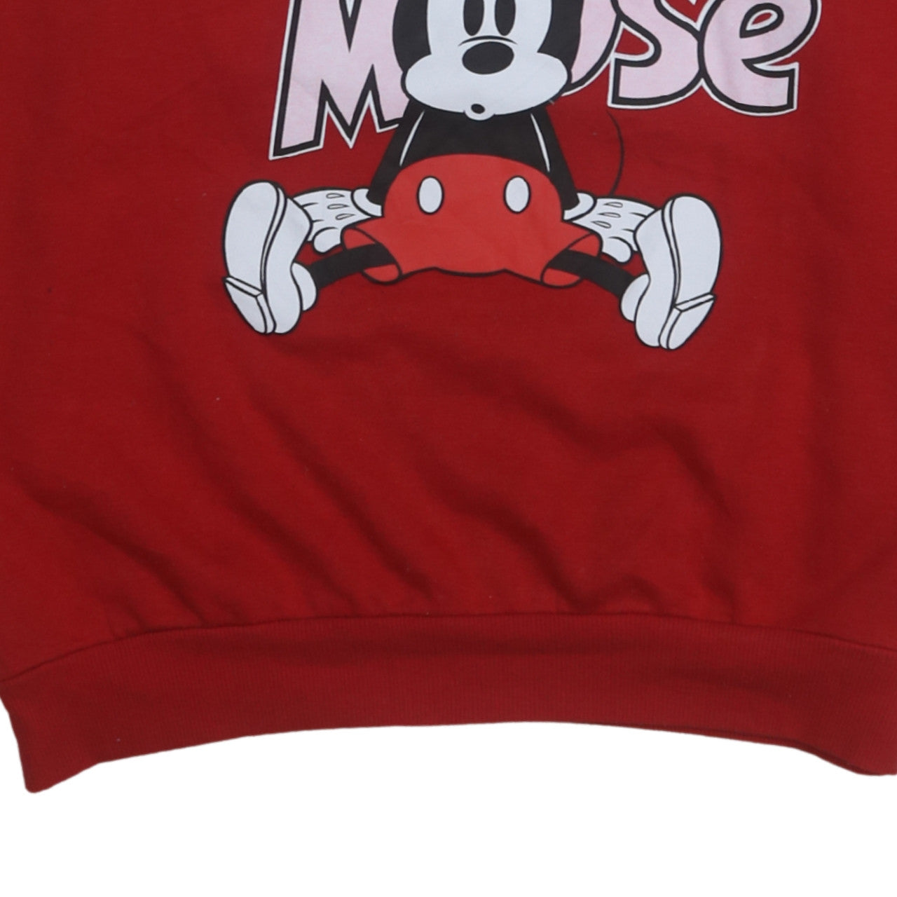 Disney Women Red Mickey Mouse Graphic Pullover Sweatshirt L