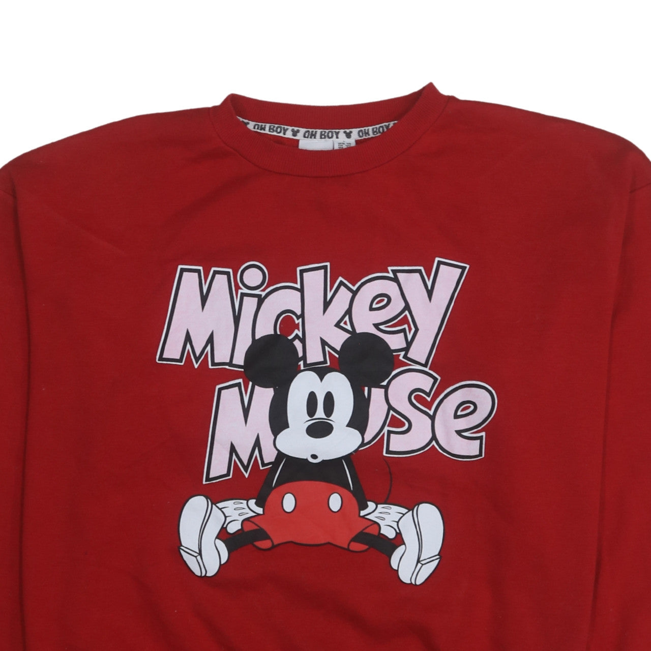Disney Women Red Mickey Mouse Graphic Pullover Sweatshirt L