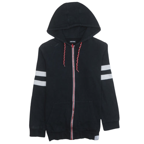Your Turn Men’s Black Full Zip Hoodie M Sports Stripe Casual