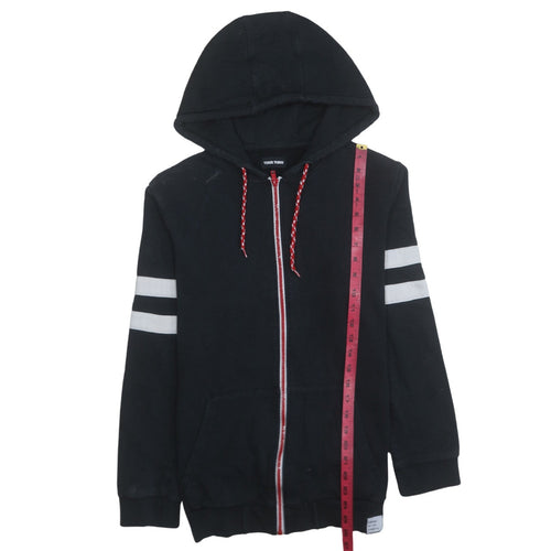 Your Turn Men’s Black Full Zip Hoodie M Sports Stripe Casual