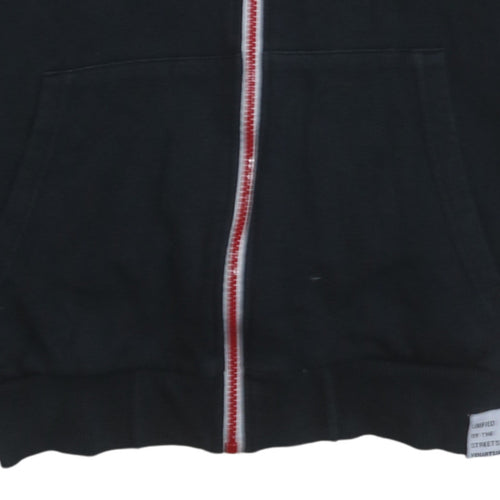 Your Turn Men’s Black Full Zip Hoodie M Sports Stripe Casual