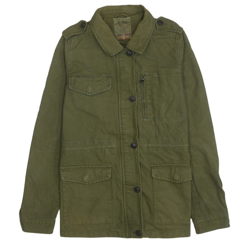 Fat Face Women’s Green Military Jacket Size 12 Cotton Twill Casual