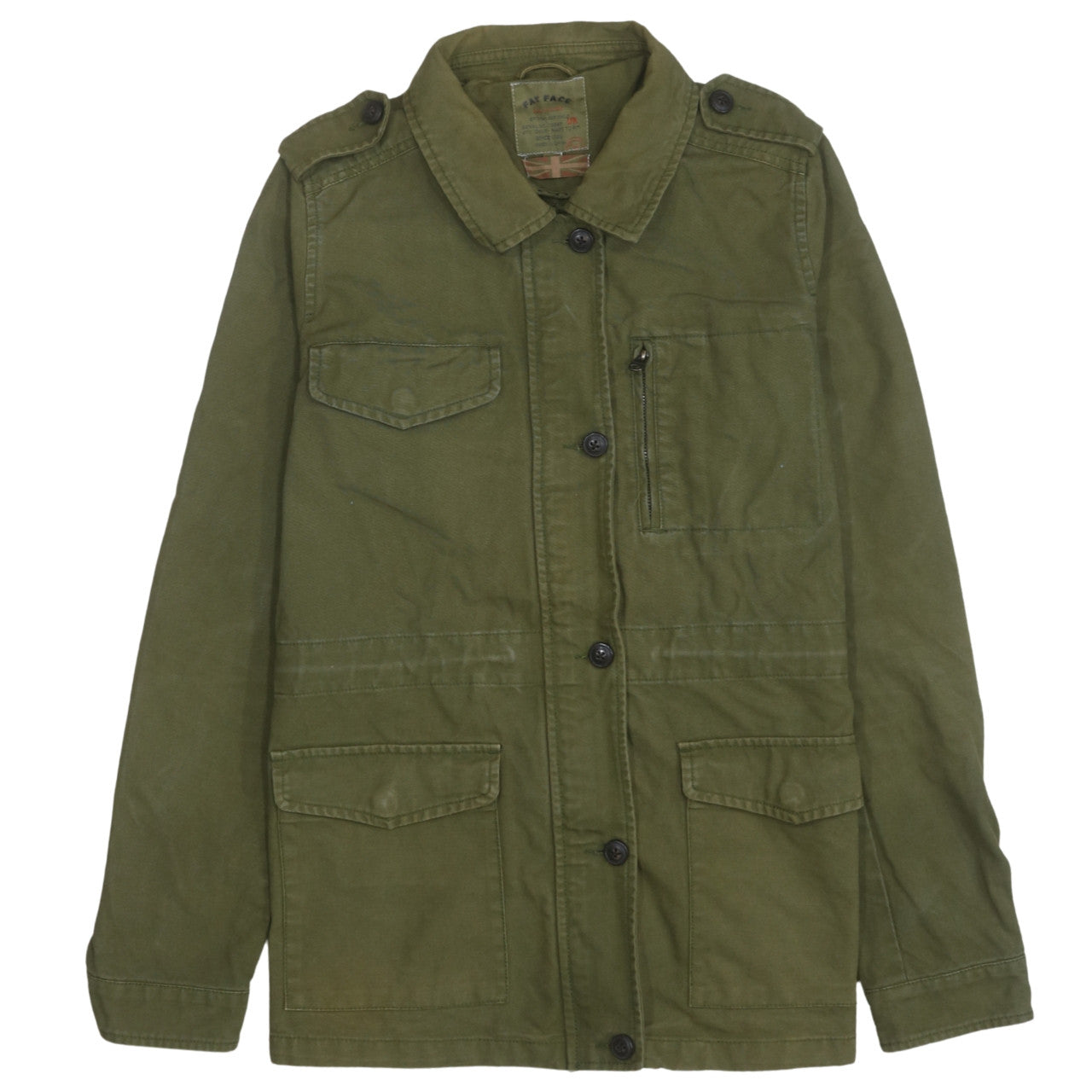 Fat Face Women’s Green Military Jacket Size 12 Cotton Twill Casual