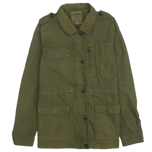 Fat Face Women’s Green Military Jacket Size 12 Cotton Twill Casual