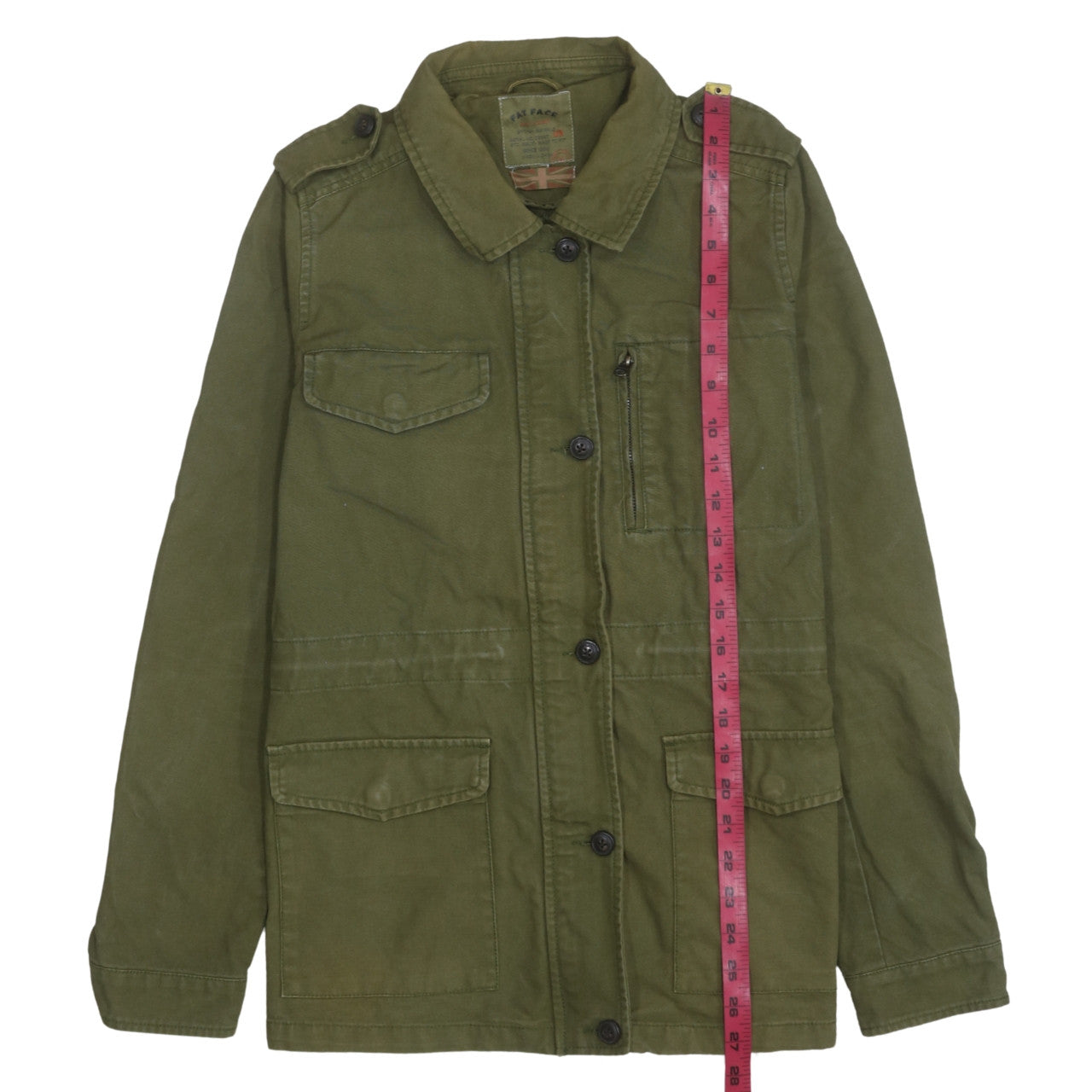 Fat Face Women’s Green Military Jacket Size 12 Cotton Twill Casual