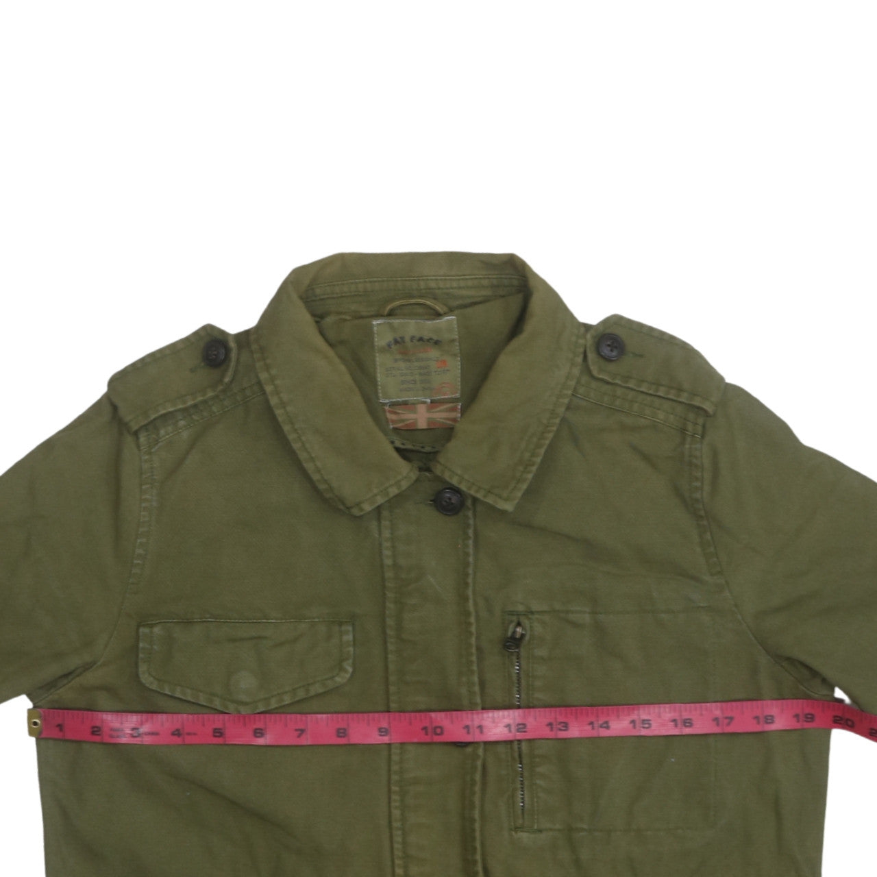 Fat Face Women’s Green Military Jacket Size 12 Cotton Twill Casual