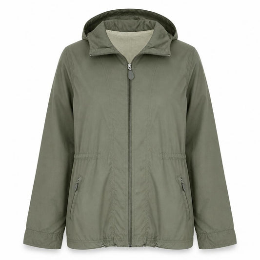 Front view of MD Sport Women Green, size 12, Hooded Nylon Windbreaker Jacket