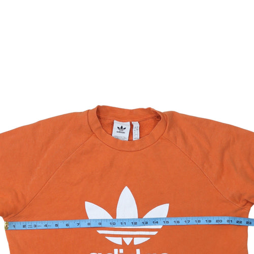 Adidas Mens Orange Logo Crew Neck Pullover Sweatshirt Size L