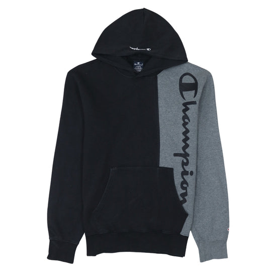 Champion Men’s Black Grey Pullover Hoodie Size L Logo Fleece