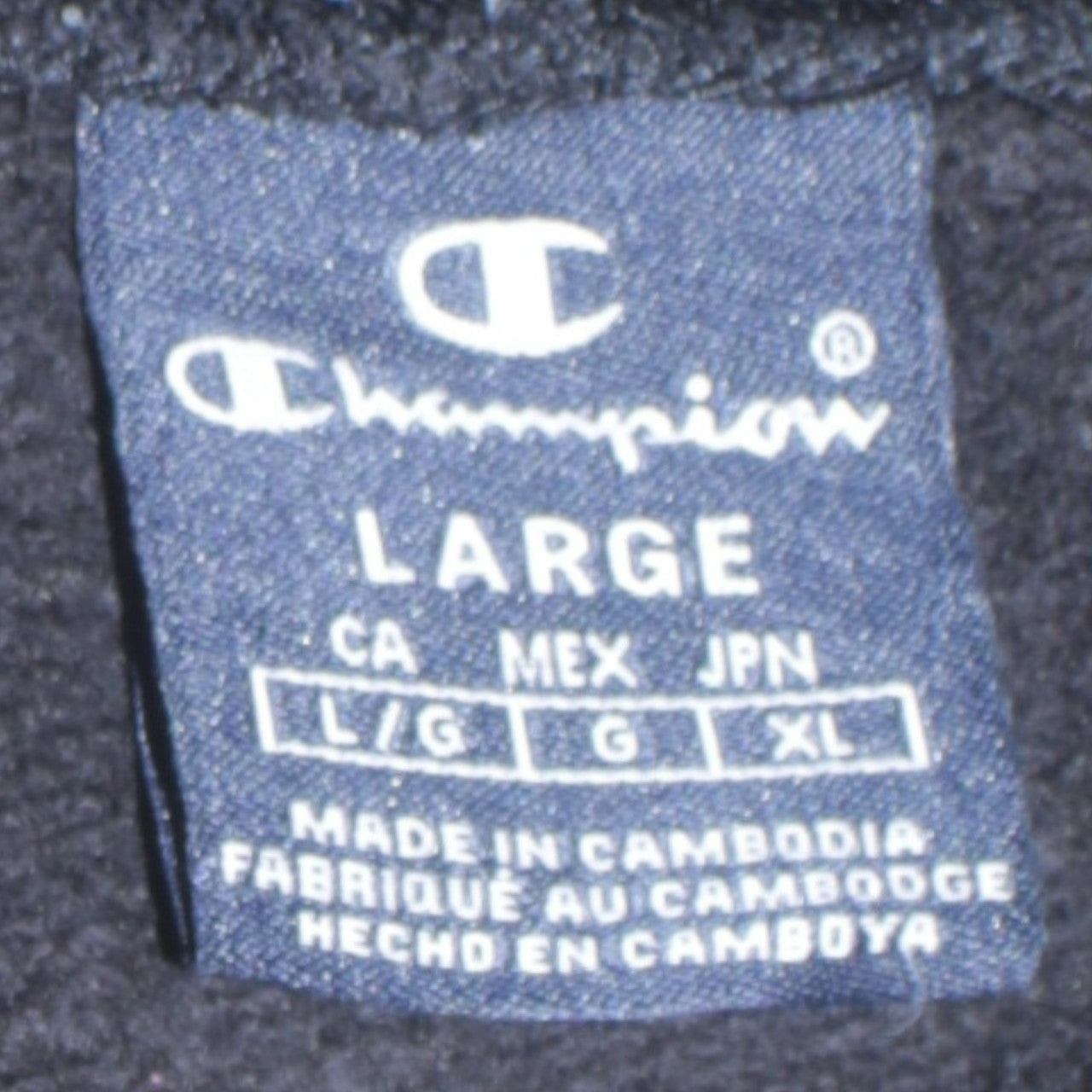 Champion Men’s Black Grey Pullover Hoodie Size L Logo Fleece