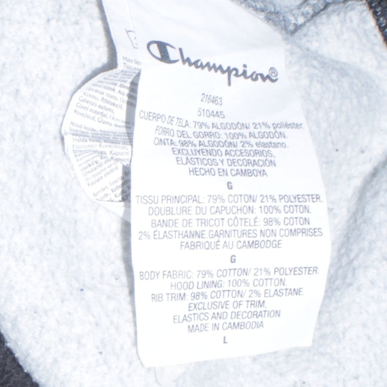 Champion Men’s Black Grey Pullover Hoodie Size L Logo Fleece