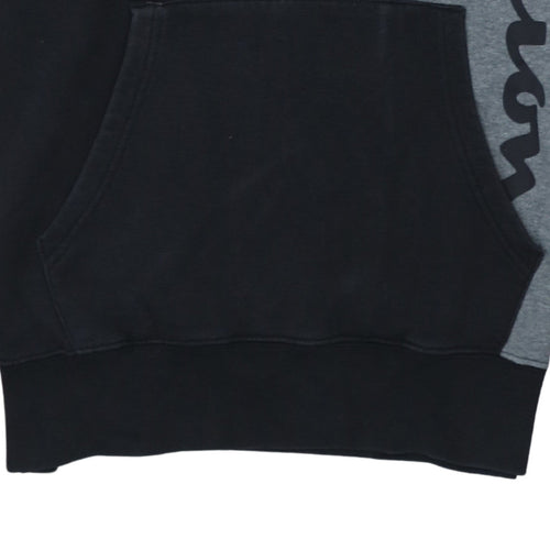 Champion Men’s Black Grey Pullover Hoodie Size L Logo Fleece