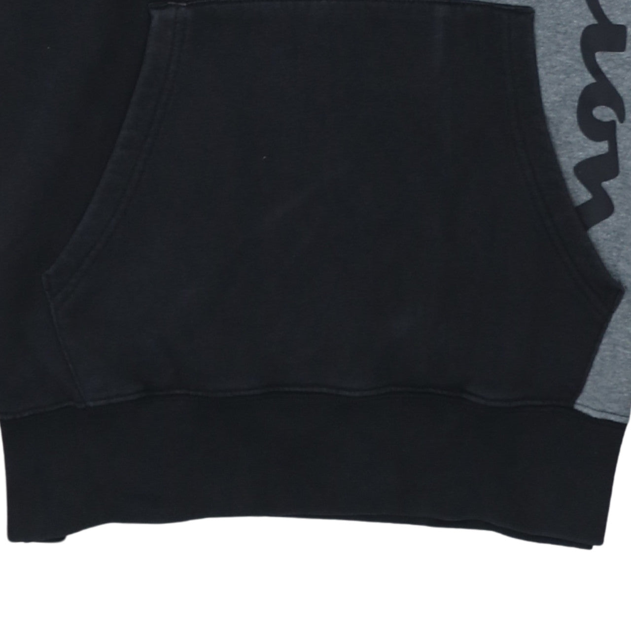 Champion Men’s Black Grey Pullover Hoodie Size L Logo Fleece