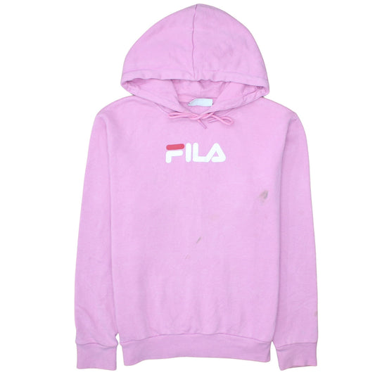 Fila Women Pink Pullover Hoodie Size M Cotton Blend Logo Sweatshirt