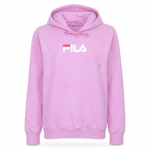 Fila Women Pink Pullover Hoodie Size M Cotton Blend Logo Sweatshirt