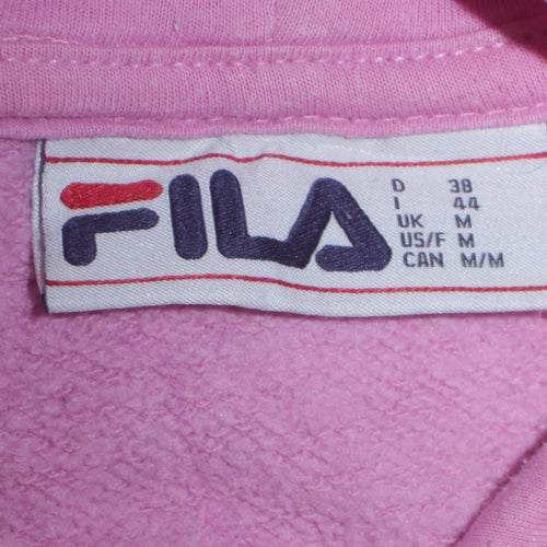 Fila Women Pink Pullover Hoodie Size M Cotton Blend Logo Sweatshirt