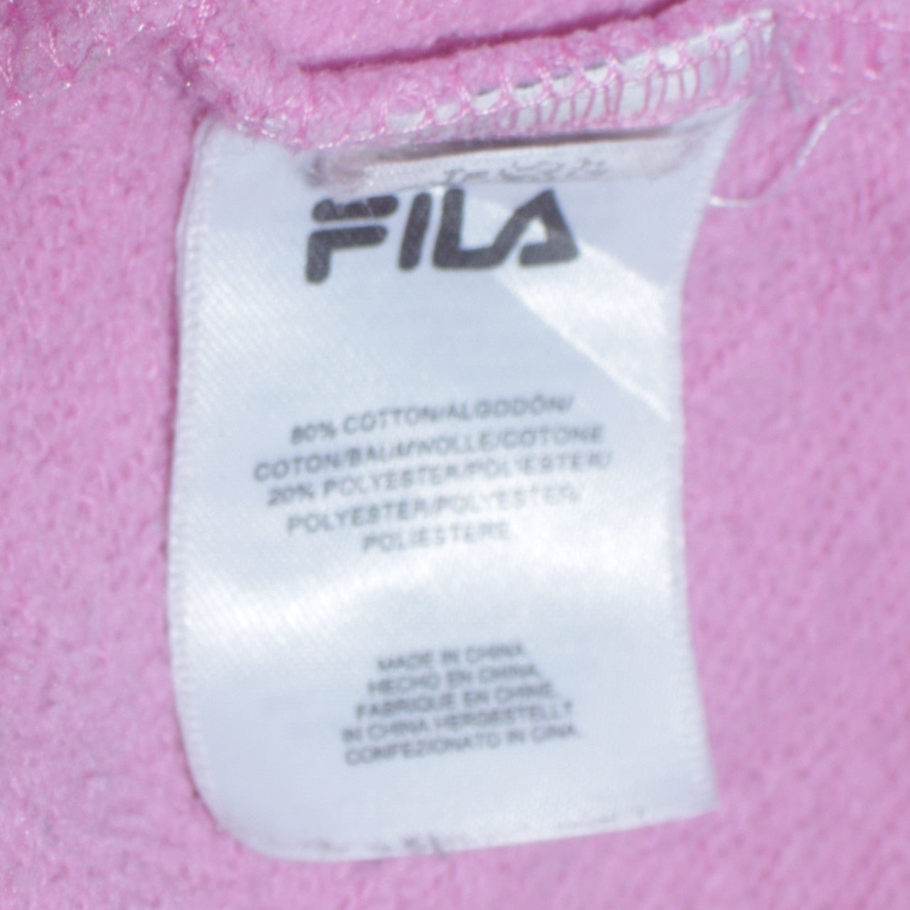 Fila Women Pink Pullover Hoodie Size M Cotton Blend Logo Sweatshirt