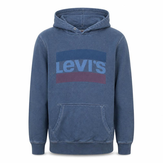 Front view of Levi's Men's Blue Pullover Hoodie M Classic Logo Sweatshirt