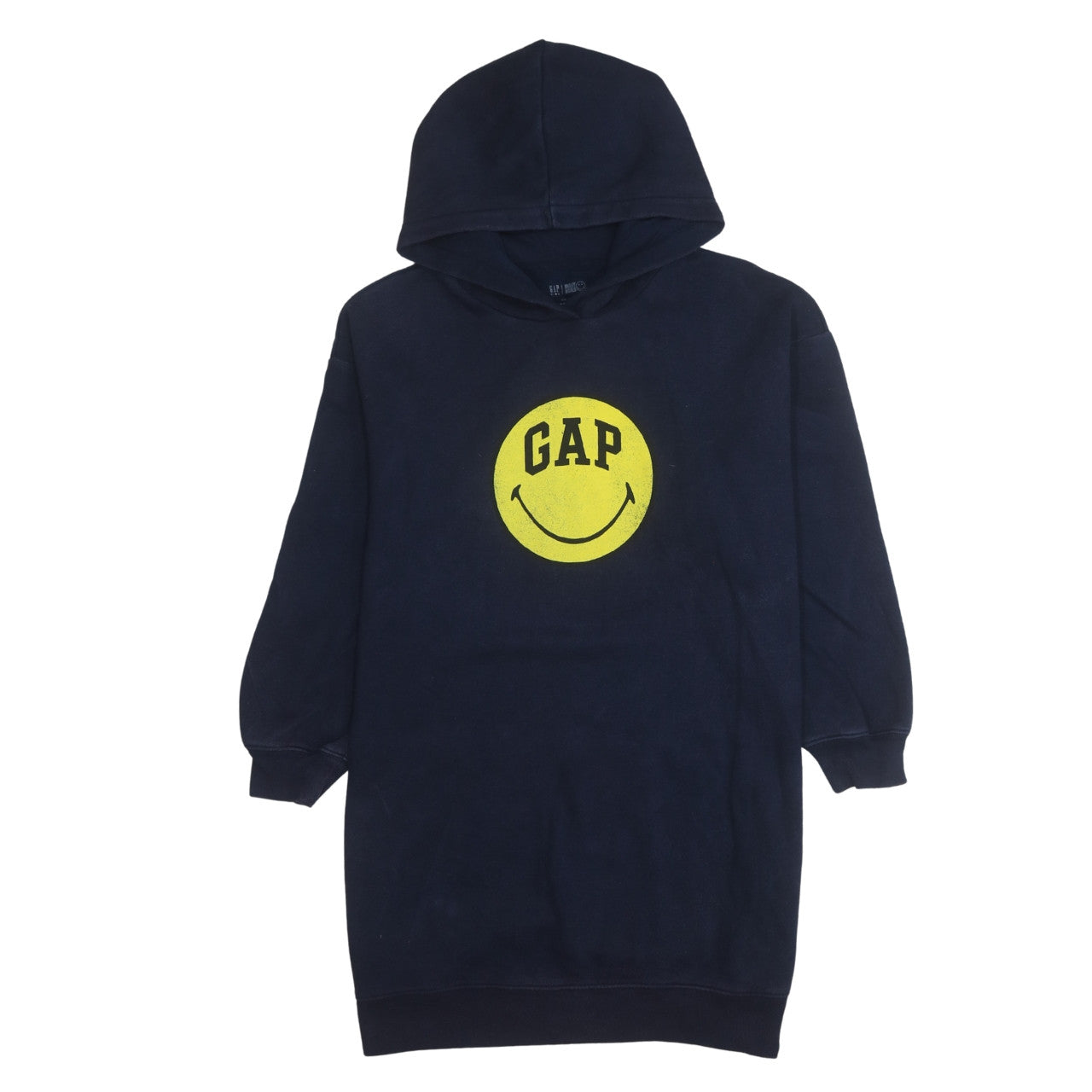 GAP Girls Black Smiley Pullover Hoodie XXL (14-16 Years) Fleece Cotton Blend