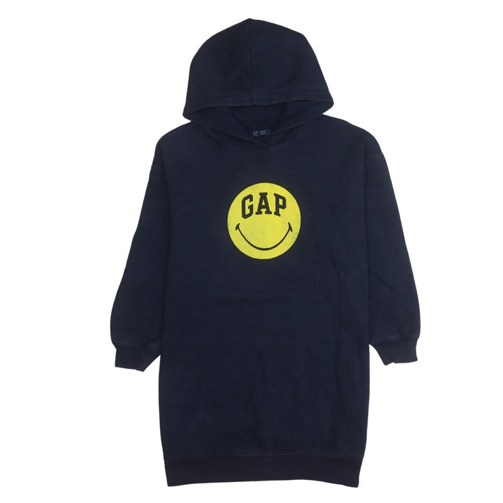 GAP Girls Black Smiley Pullover Hoodie XXL (14-16 Years) Fleece Cotton Blend