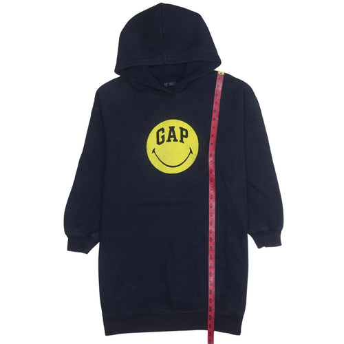 GAP Girls Black Smiley Pullover Hoodie XXL (14-16 Years) Fleece Cotton Blend