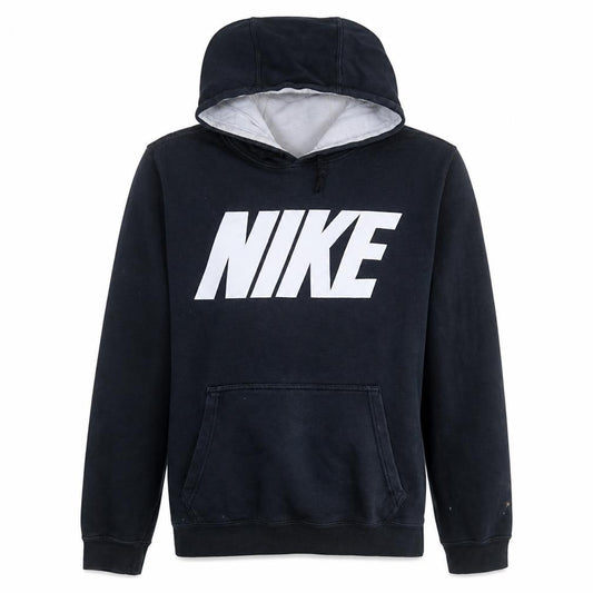 Front view of Nike Men's Black Pullover Hoodie S Logo Fleece Sweatshirt