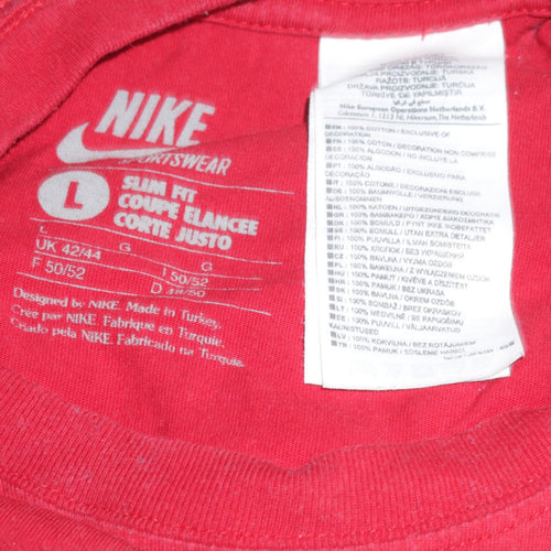 Nike Men's Red Slim Fit Graphic Sports T-Shirt Size L