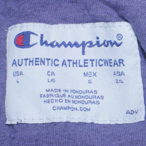 Champion Womens Purple Hoodie L Pullover Drawstring Relaxed Fit