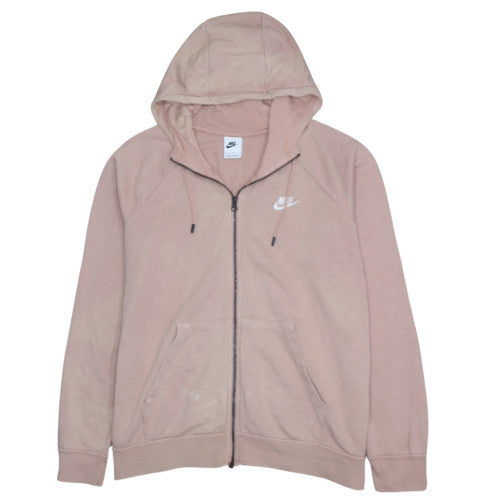 Nike Women Beige Full Zip Hoodie L Hooded Sweatshirt Casual