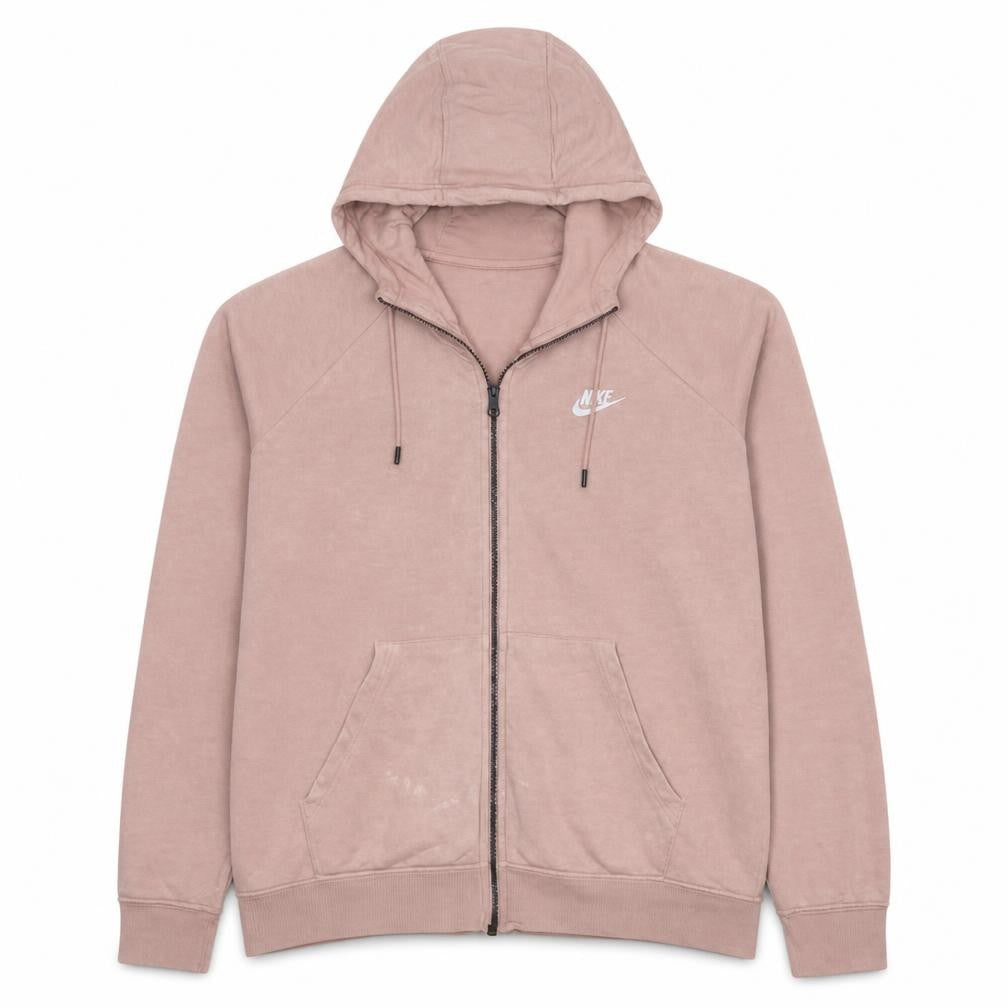 Nike Women Beige Full Zip Hoodie L Hooded Sweatshirt Casual