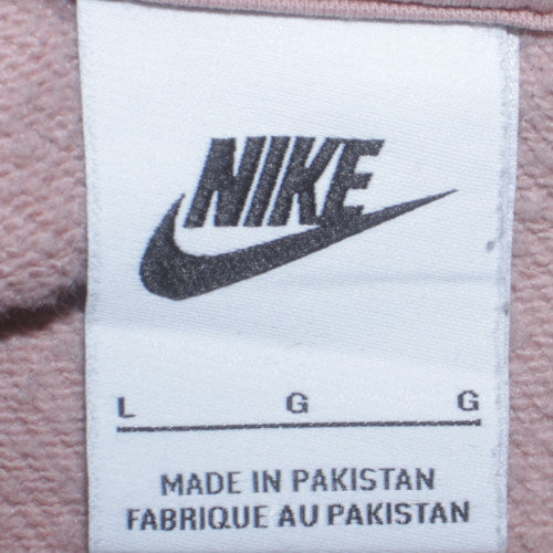 Nike Women Beige Full Zip Hoodie L Hooded Sweatshirt Casual
