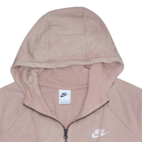 Nike Women Beige Full Zip Hoodie L Hooded Sweatshirt Casual